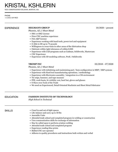 sheet metal worker resume sample|sheet metal design engineer resume.